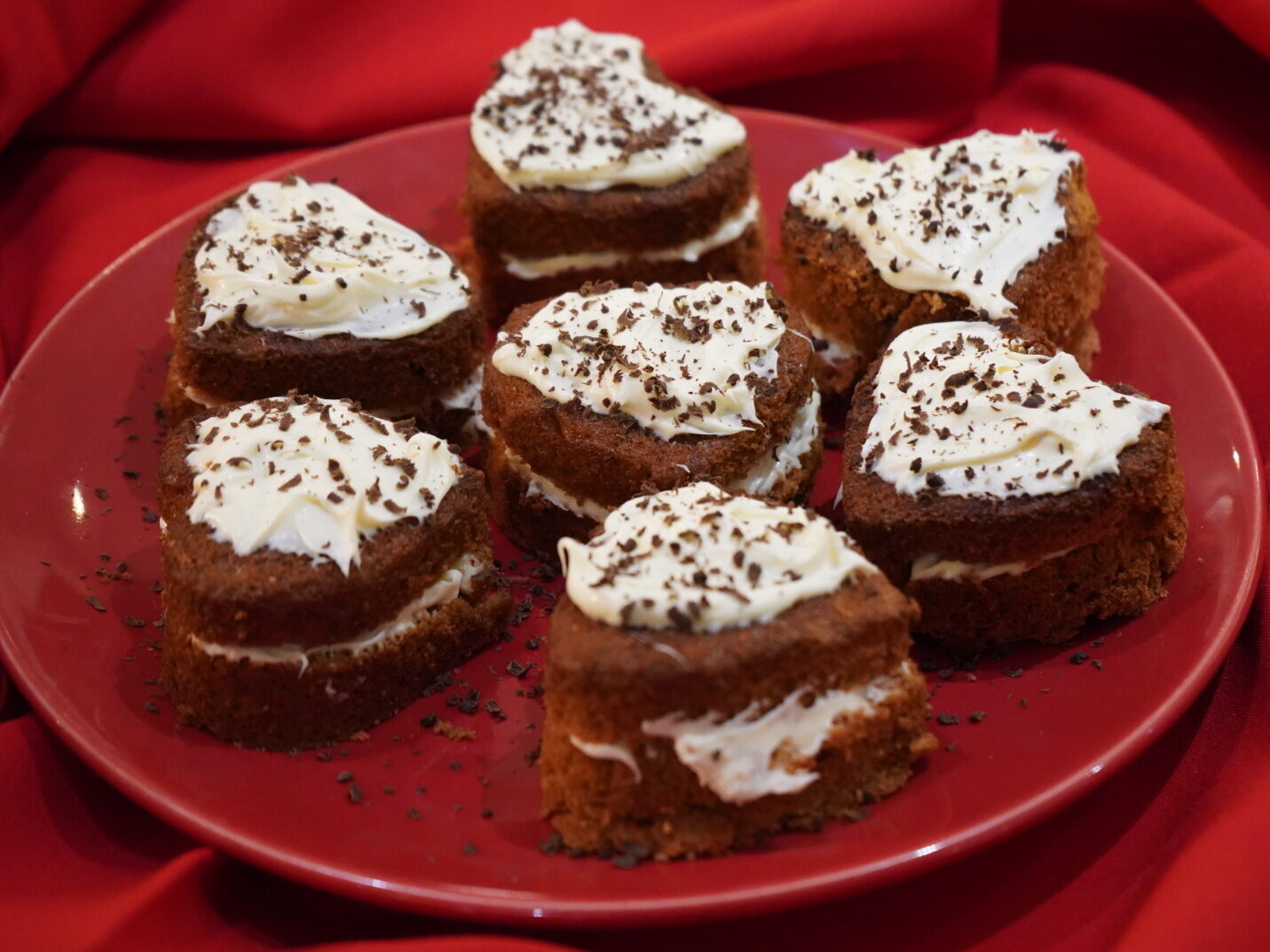 Mini corações Red Velvet com recheio de Mascarpone